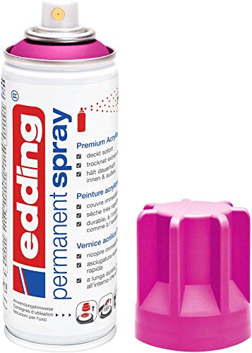 Edding 5200 Spray Permanente, Telemagenta Opaco, 200 Ml, Vernice Acrilica Premium per Dipingere e Decorare Vetro, Metallo, Legno, Ceramica, Plastica, Tela, Smalto Acrilico, Vernice Spray