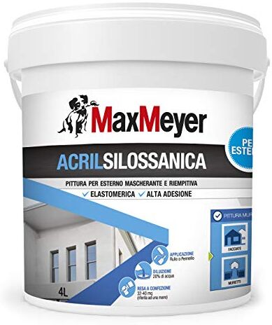 MAXMEYER Pittura per esterni Acrilsilossanica Elastomerica BIANCO 4 L