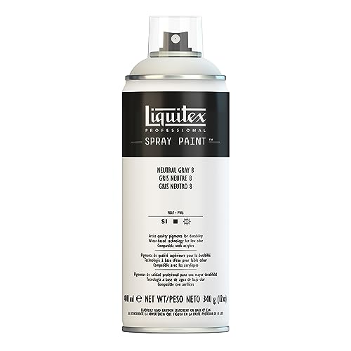LIQUITEX Vernice Spray Professionale A Base D'acqua, Grigio Neutro 8, 400ml, 1 Pezzo