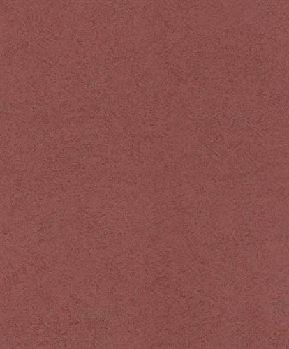 Rasch Tapete  Carta da parati in tessuto non tessuto, tinta unita, effetto cemento, colore: rosso