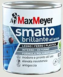 MAXMEYER Smalto All'Acqua Poliuretanico Brillante Bianco Ghiaccio 0,125 L