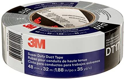 3M Nastro adesivo telato Super Duty DT17, Nero, 48 mm x 32 m, 0.43 mm, confezionati singolarmente