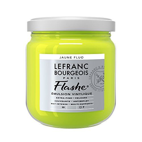 Lefranc Bourgeois Flashe  Pittura acrilica, colore giallo fluo, vaso da 400 ml, colore vinilico