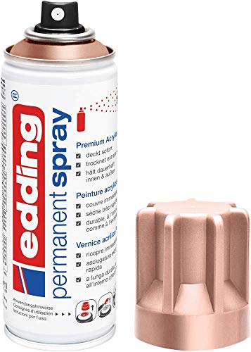 Edding 5200 Spray Permanente, Oro Rosa Opaco, 200 Ml, Vernice Acrilica Premium per Dipingere e Decorare Vetro, Metallo, Legno, Ceramica, Plastica, Tela, Smalto Acrilico, Vernice Spray