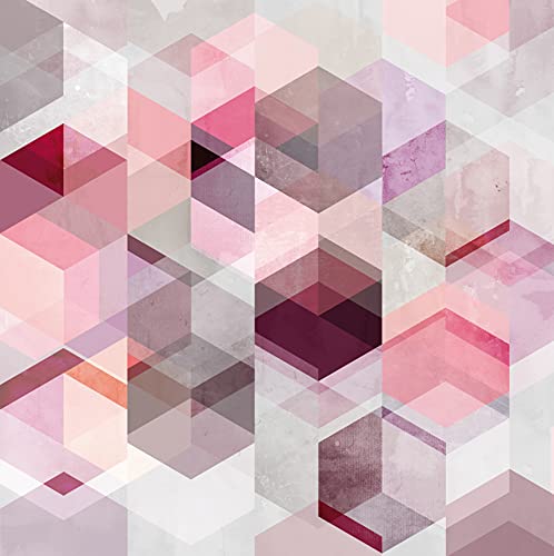 Rasch Carta da parati  con motivo geometrico in forme di esagon rosa, viola, grigio, della collezione Young Artists, 2,80 m x 2,79 m (lunghezza x larghezza)