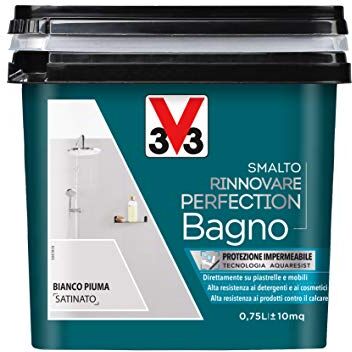 V33 Smalto Rinnovare Perfection Bagno Bianco Piuma Satinato 0,75 L