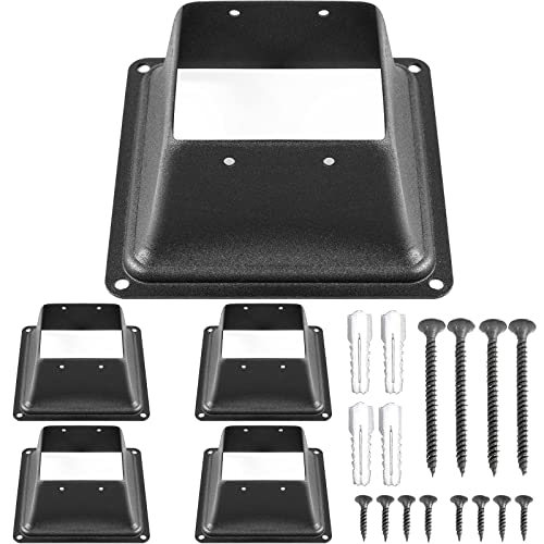 VEVOR Supporto per Pali Quadrati per Recinzioni 5 Pezzi, Dimensioni Interne 3,5x3,5 Pollici Supporto per Pali di Legno Quadrati in Acciaio Nero, Base Fissaggio per Palo con Viti in Staffe Ringhiere