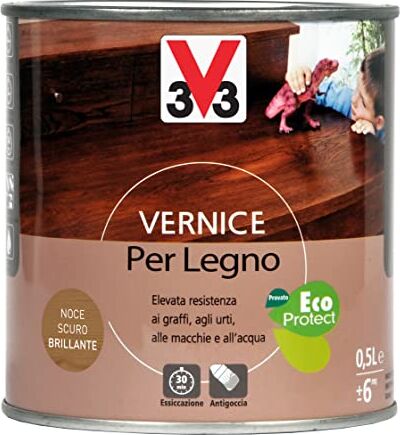 V33 Vernice per Legno Noce Scuro Brillante 0,5 L