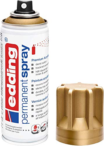 Edding 5200 Spray Permanente, Oro Prezioso Opaco, 200 Ml, Vernice Acrilica Premium per Dipingere e Decorare Vetro, Metallo, Legno, Ceramica, Plastica, Tela, Smalto Acrilico