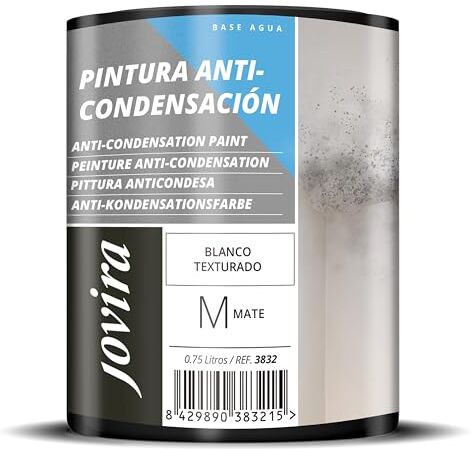 JOVIRA PINTURAS Pittura anticondensa, antiumidità, antimuffa, esterno-interno. Efficace per intonaco, cemento, muri di cemento. (750 Millilitres, Bianco)