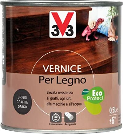 V33 Vernice per Legno Grigio Grafite Opaco 0,5 L