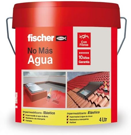 Fischer Vernice impermeabilizzante 15l (secchio da 20 kg) Grigio con fibre, impermeabile e per esterni