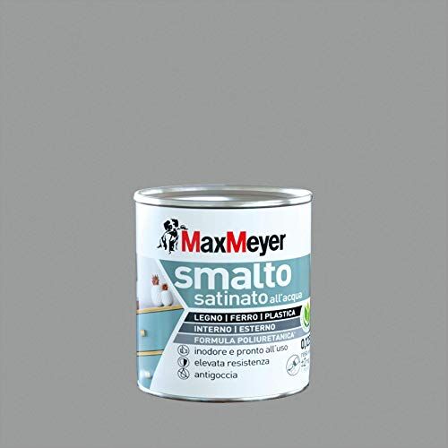 MAXMEYER Smalto All'Acqua Poliuretanico Satinato Grigio Pietra 0,125 L