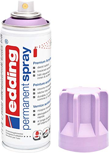 Edding 5200 Spray Permanente, Lavanda Chiara Opaco, 200 Ml, Vernice Acrilica Premium per Dipingere e Decorare Vetro, Metallo, Legno, Ceramica, Plastica, Tela, Smalto Acrilico, Vernice Spray