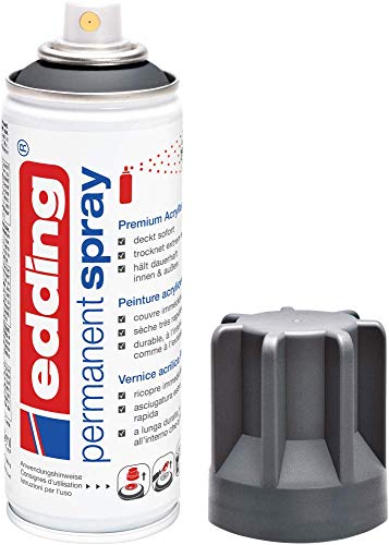 Edding 5200 Spray Permanente, Antracite Opaco, 200 Ml, Vernice Acrilica Premium per Dipingere e Decorare Vetro, Metallo, Legno, Ceramica, Plastica, Tela, Smalto Acrilico, Vernice Spray