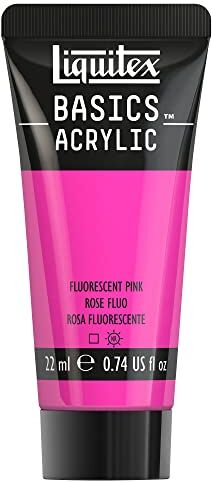 LIQUITEX Basics, Pittura Acrilica, Pigmenti per Artisti Monopigmentati, Resistente alla Luce, Durevole nel Tempo, Finitura Satinata, Tubetti da 22 ml, Rosa Fluorescente