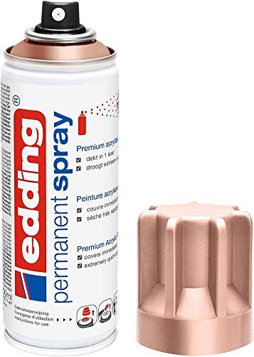 Edding 5200 Spray Permanente, Oro Rosa Opaco, 200 Ml, Vernice Acrilica Premium per Dipingere e Decorare Vetro, Metallo, Legno, Ceramica, Plastica, Tela, Smalto Acrilico, Vernice Spray