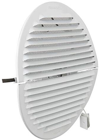 La Ventilazione Griglia di ventilazione tonda pieghevole in Alluminio verniciato bianco con rete antinsetti, diametro ø235 mm