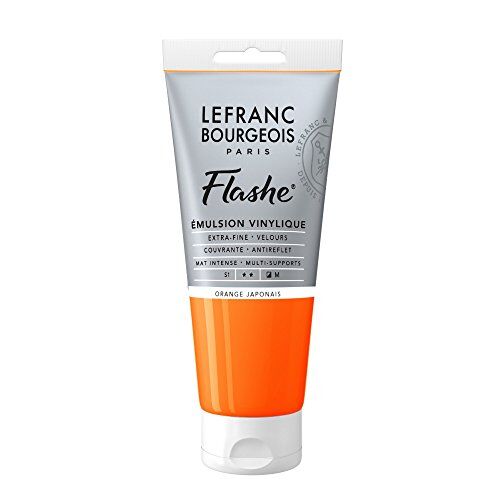 Lefranc Bourgeois Flashe  Pittura acrilica, colore arancione giapponese, tubo da 80 ml, colore vinilico