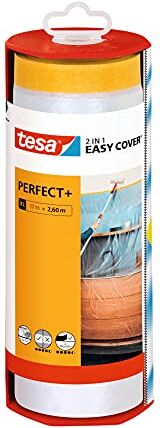 Tesa Easy Cover Perfect+ Dispenser XL, 2 in 1, pellicola e nastro washi per mascherature in pratico dispenser, Per tagli puliti e precisi, Copri lama integrato, 17 m x 2,60 m