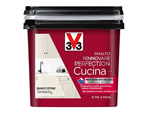 V33 Smalto Rinnovare Perfection Cucina Bianco Cotone Satinato 0,75 L