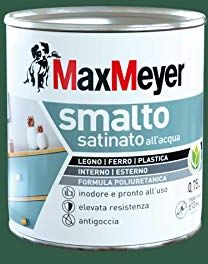 MAXMEYER Smalto All'Acqua Poliuretanico Satinato Verde Scuro 0,75 L