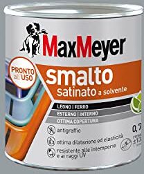 MAXMEYER Smalto a solvente per ferro e legno satinato GRIGIO MEDIO R7040 0,750 L