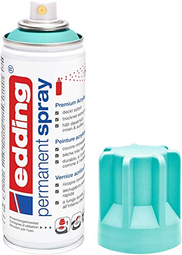 Edding 5200 Spray Permanente, Turchese Opulento Opaco, 200 Ml, Vernice Acrilica Premium per Dipingere e Decorare Vetro, Metallo, Legno, Ceramica, Plastica, Tela, Smalto Acrilico, Vernice Spray