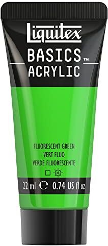 LIQUITEX Basics, Pittura Acrilica, Pigmenti per Artisti Monopigmentati, Resistente alla Luce, Durevole nel Tempo, Finitura Satinata, Tubetti da 22 ml, Verde Fluorescente