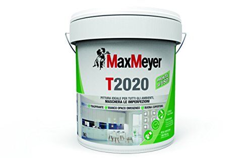 MAXMEYER T2020 Pittura murale traspirante per interni, 10-12 mq/litro, 14 L, Bianco