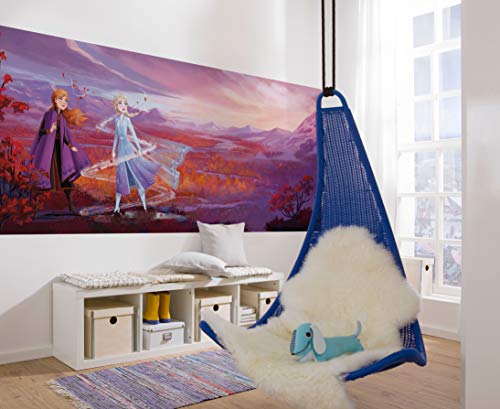 Komar Carta da Parati Disney FROZENPANORAMA – Dimensioni: 368 x 127 cm (Larghezza x Altezza), Anna, Elsa, 2, Frozen, Fantasia Multicolore, cm