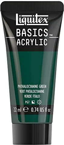 LIQUITEX Basics, Pittura Acrilica, Pigmenti per Artisti Monopigmentati, Resistente alla Luce, Durevole nel Tempo, Finitura Satinata, Tubetti da 22 ml, Verde di Ftalocianina