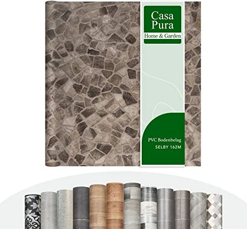 casa pura CV Atlantic Selby 162M Rivestimento per pavimento in PVC extra resistente all'abrasione (espanso), colore beige, effetto pietra, superficie strutturata, al metro (100 x 150 cm)