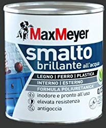 MAXMEYER Smalto All'Acqua Poliuretanico Brillante Nero 0,125 L