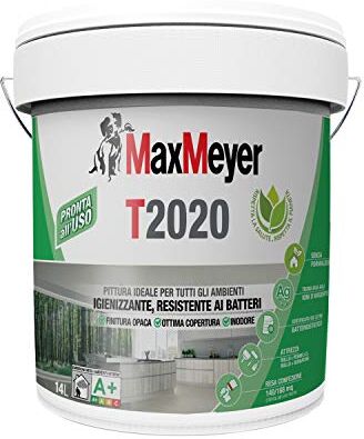 MAXMEYER Pittura per interni Traspirante T2020 Igienizzante, resistente ai batteri Bianco 14 l