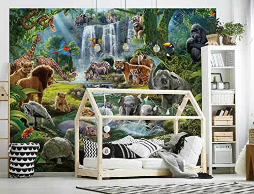 Walltastic Jungle Adventure Carta da parati a 6 pannelli, in carta FSC, multicolore, altezza 2,4 m x larghezza 3 m, 1 misura