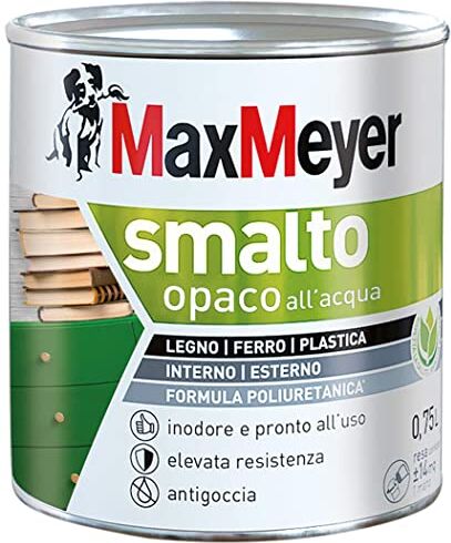 MAXMEYER Smalto All'Acqua Poliuretanico Opaco Grigio Fumo 0,75 L