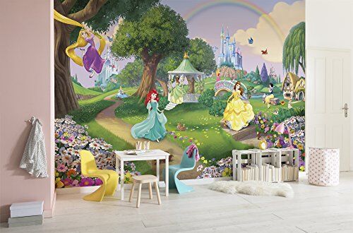 Komar Disney  Carta da parati fotografica Principesse RAINBOW   368 x 254 cm   Carta da parati, decorazione da parete, principesse, castello, cameretta dei bambini