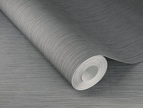 Rasch Tapete  Carta da parati in tessuto non tessuto con linee sottili, collezione Curiosity, 10,05 m x 0,53 m, colore: Grigio scuro