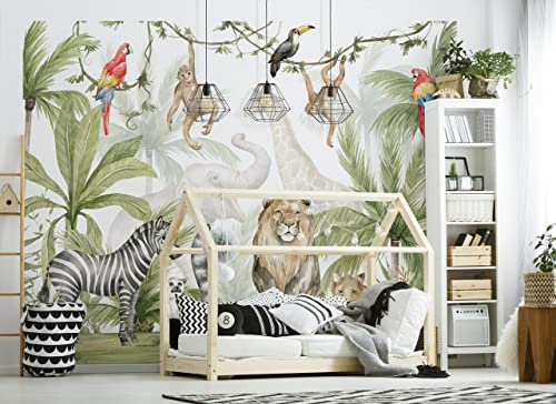 Walltastic Ltd Jungle Safari Carta da parati murale con carta FSC, multicolore, altezza 2,4 m x larghezza 3 m, 1 misura