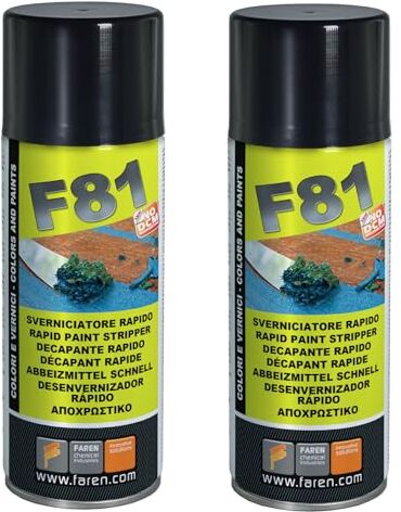 FAREN F81 Sverniciatore Spray, Rimozione Vernici e Colori per tutte le Superfici, Ecologico, Rapido,Facile, Sicuro, 400ml (2)