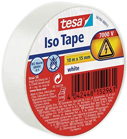 Tesa 56192-00011-02 Nastro Isolante, Bianco, 10M X 15 mm