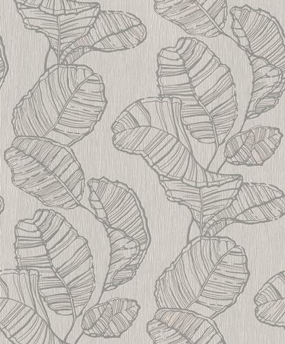 Rasch Tapeten  Carta da parati in tessuto non tessuto con foglie, collezione Color your life – 10,05 m x 0,53 m (lunghezza x larghezza)