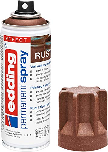 Edding 5200 Spray Permanente, Effetto Ruggine Opaco, 200 Ml, Vernice Acrilica Premium per Dipingere e Decorare Vetro, Metallo, Legno, Ceramica, Plastica, Tela, Smalto Acrilico, Vernice Spray