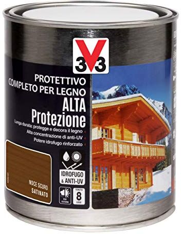 V33 Protettivo Completo per Legno a Solvente Alta Protezione Noce Scuro 0,75 L