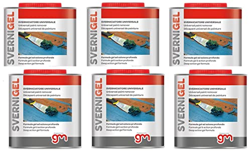 Magazzini GM SVERNIGEL,Sverniciatore Universale in gel ideale per ferro,legno e muro,rapido ed efficace NON COLA, 750ml(6)