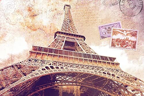 Papermoon Carta da parati fotografica in tessuto non tessuto, stampa digitale, torre Eiffel, colla inclusa, diverse misure