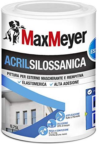 MAXMEYER Pittura per esterni Acrilsilossanica Elastomerica BIANCO 0,75 L