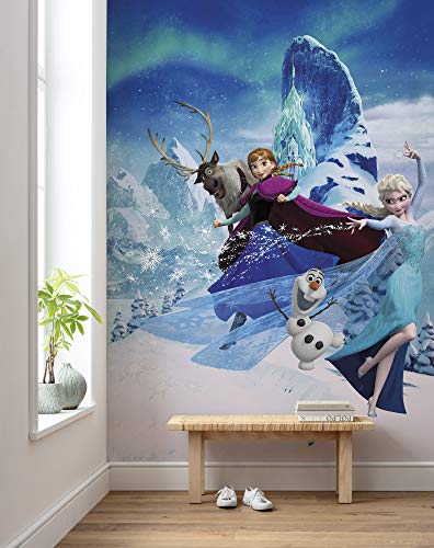 Komar Carta da parati in tessuto non tessuto, motivo: Frozen Elsas Magic, dimensioni: 200 x 280 cm (larghezza x altezza), larghezza 50 cm, colore: blu