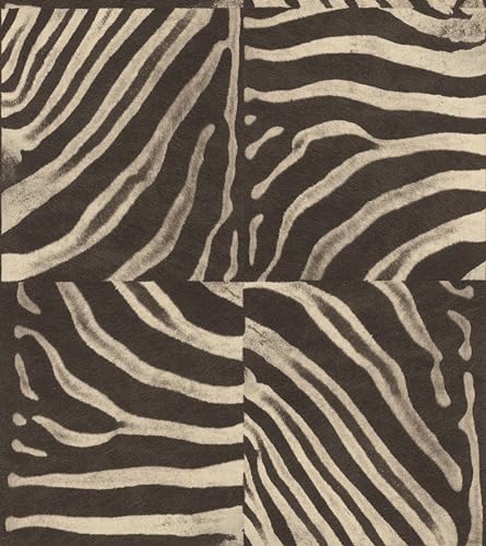 Rasch Carta da parati  Carta da parati in tessuto non tessuto con motivo zebra, stampa animale, 10,05 m x 0,53 m (lunghezza x larghezza)